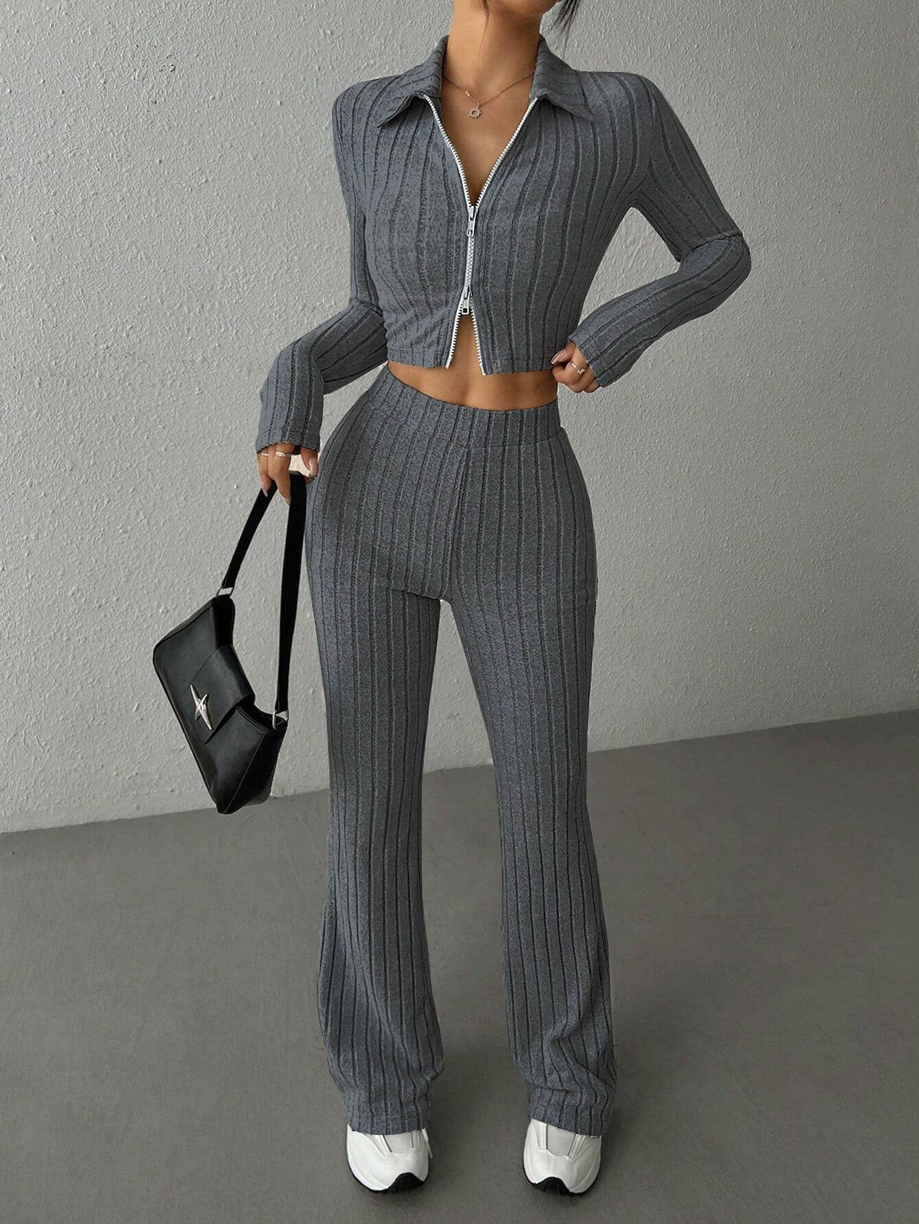 Ribbed Zip Lounge Set