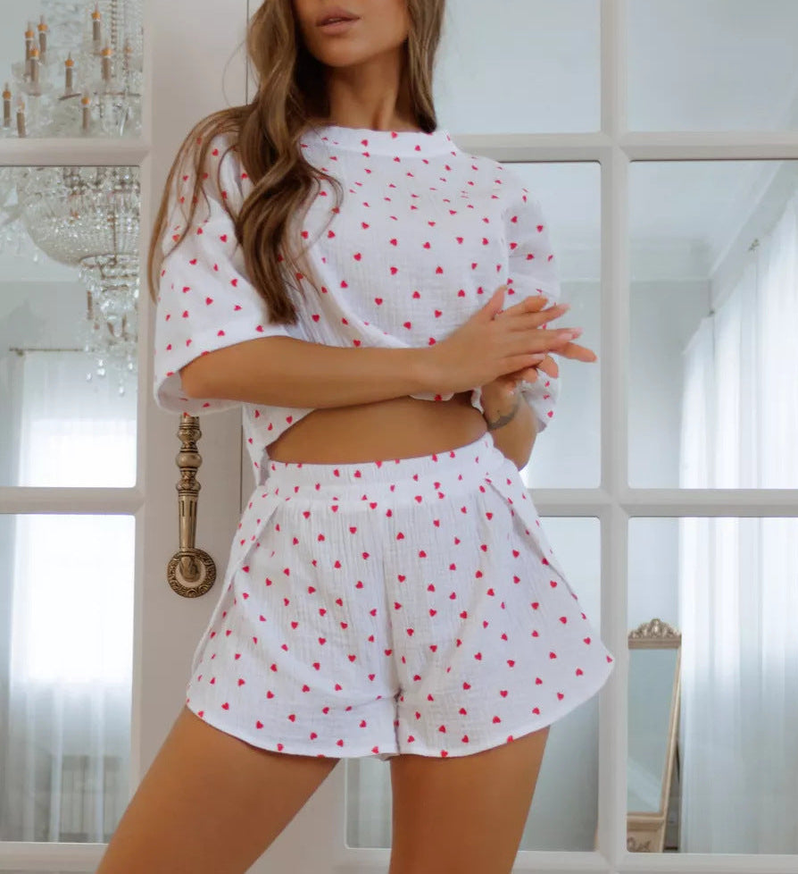 Love Print Cotton Pajama Set