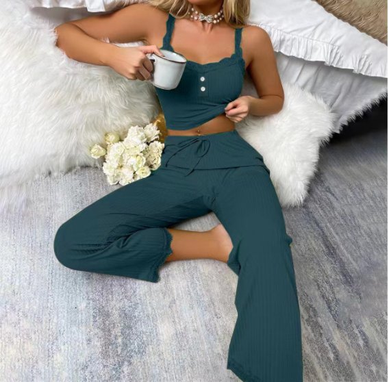 Ribbed Lace Sleep Set