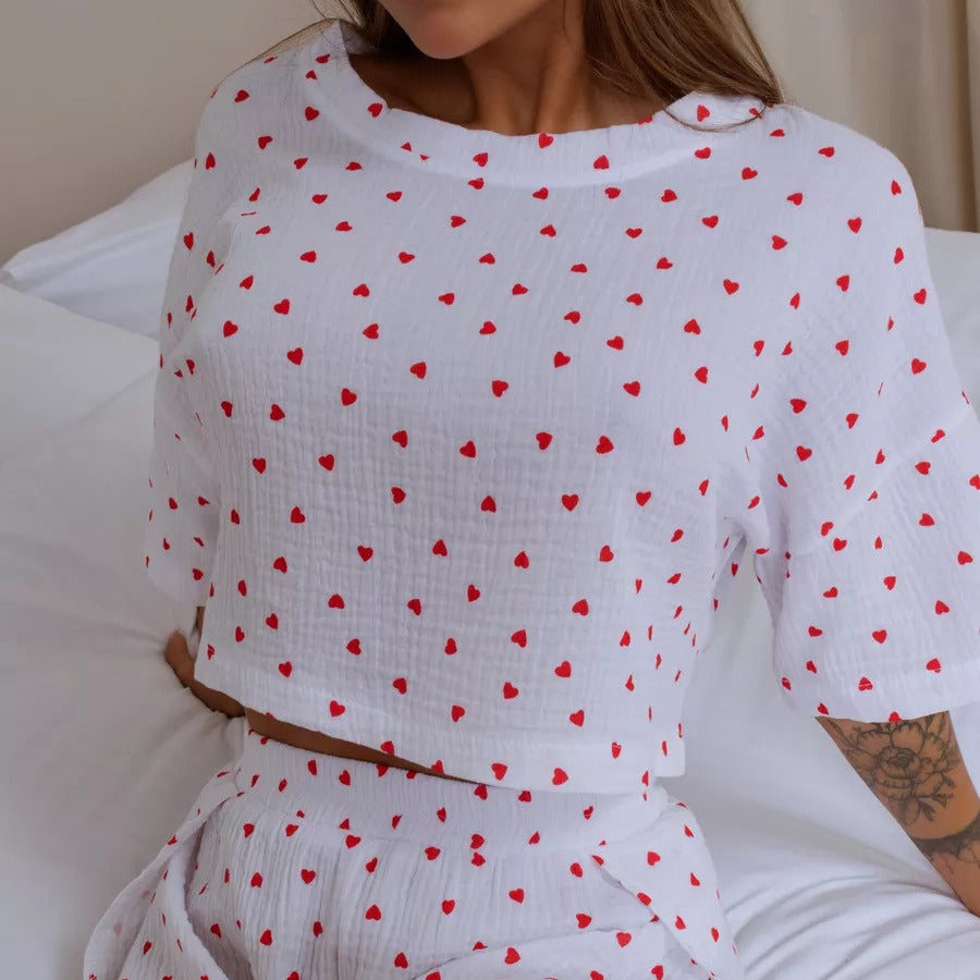 Love Print Cotton Pajama Set