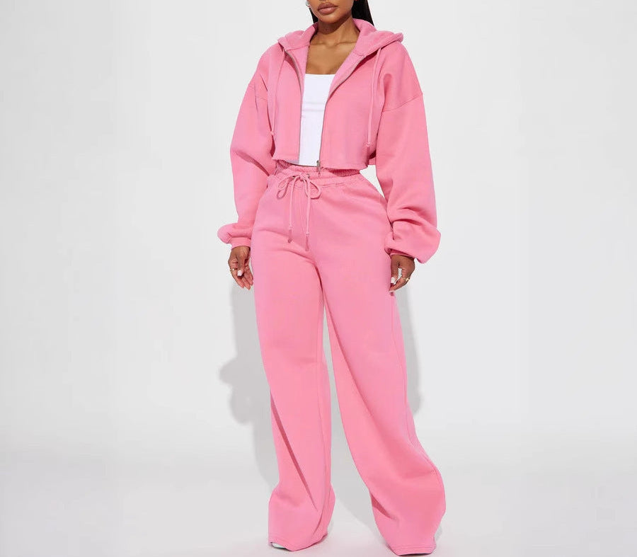 Cropped Zip Hoodie Set