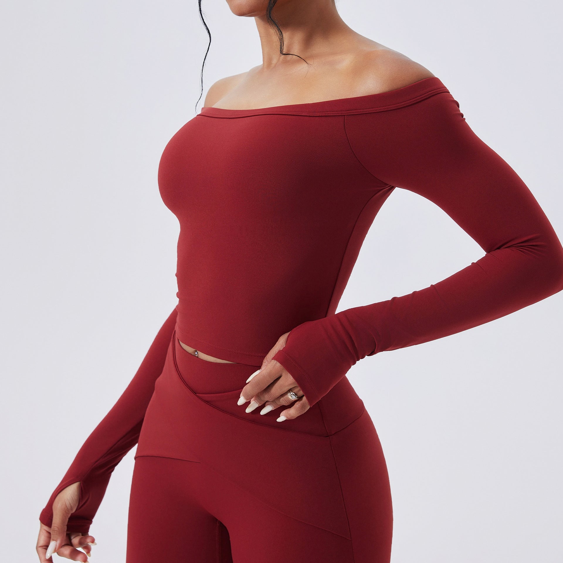 Off Shoulder Long Sleeve Set
