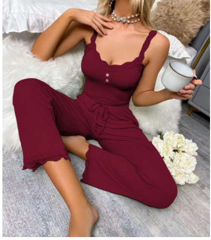 Ribbed Lace Sleep Set