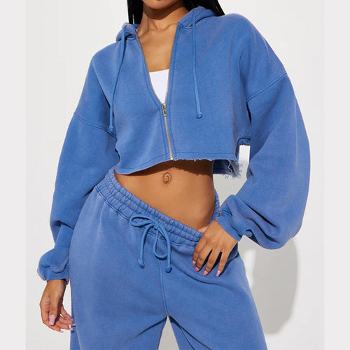 Cropped Zip Hoodie Set